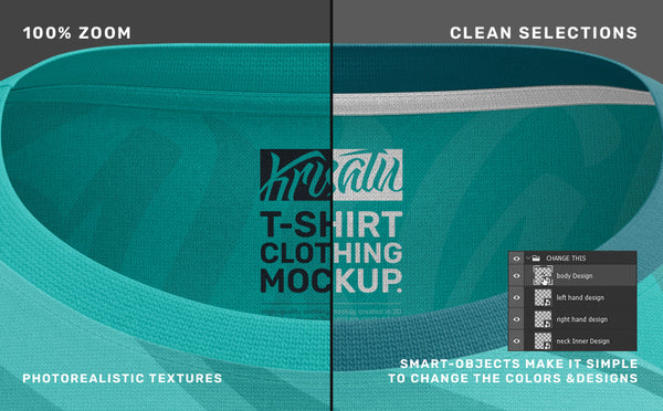 3D T-Shirts PSD Mockup, 100% Zoom