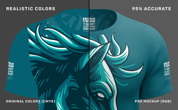 3D T-Shirts Mockup, Realistic Colors