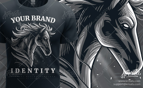 Mechanical Horse T-Shirt Design Template