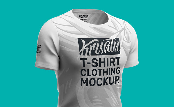 Front left t shirt mockup, white color