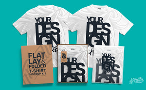 Preview of flat lay & folded t-shirt mockup