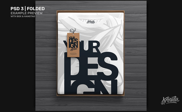 Preview of PSD 3, option 1 (folded t-shirt and hangtag inside box)