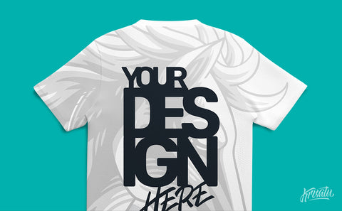 back t-shirt mockup, white color with all over print