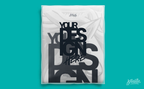 folded t-shirt in frosted plastic, psd mockup